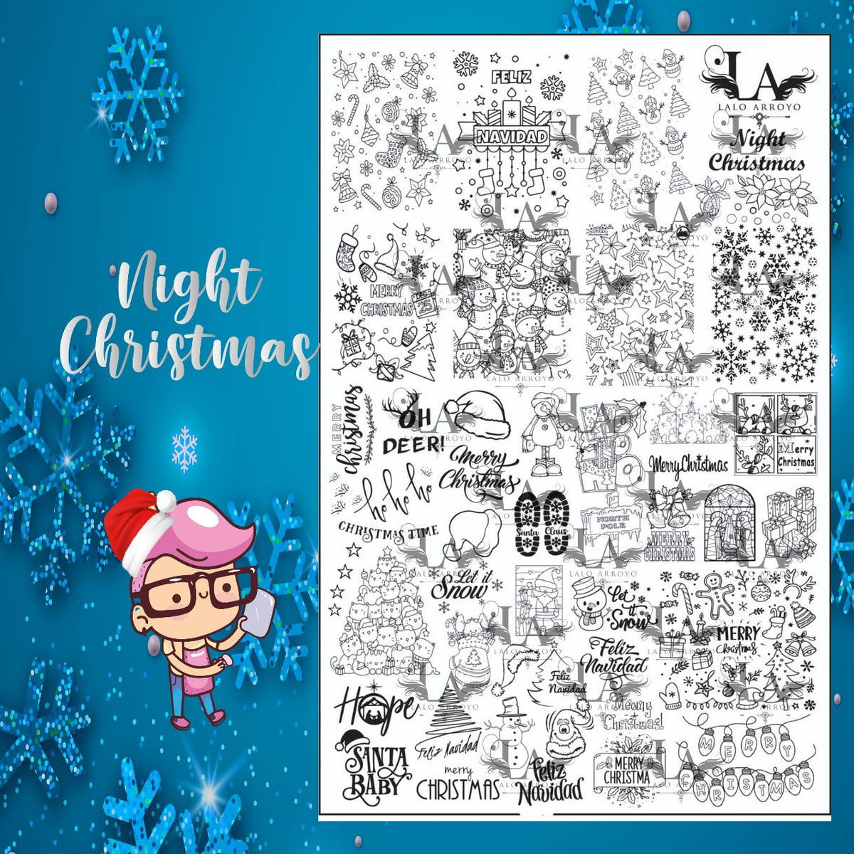 La Night Christmas Stamping Plate Mundo De Unas